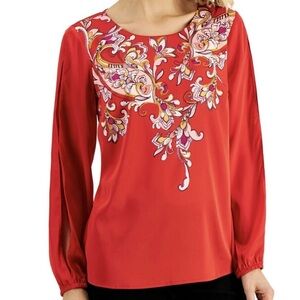 Red Floral Women's Top